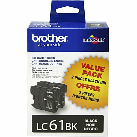 BROTHER INTERNATIONAL Black Ink Cartridge  2 Pack, 2PK LC612PKS